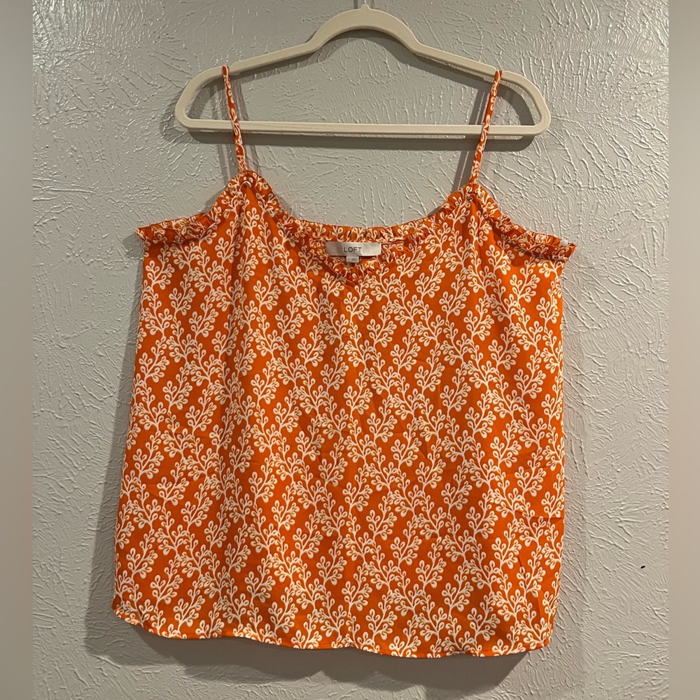 LOFT Orange and White Camisole Top